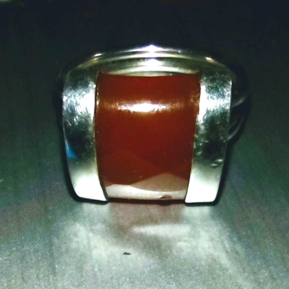 Vintage Sterling Silver Fire Opal Cushion Cut Ring Size 7